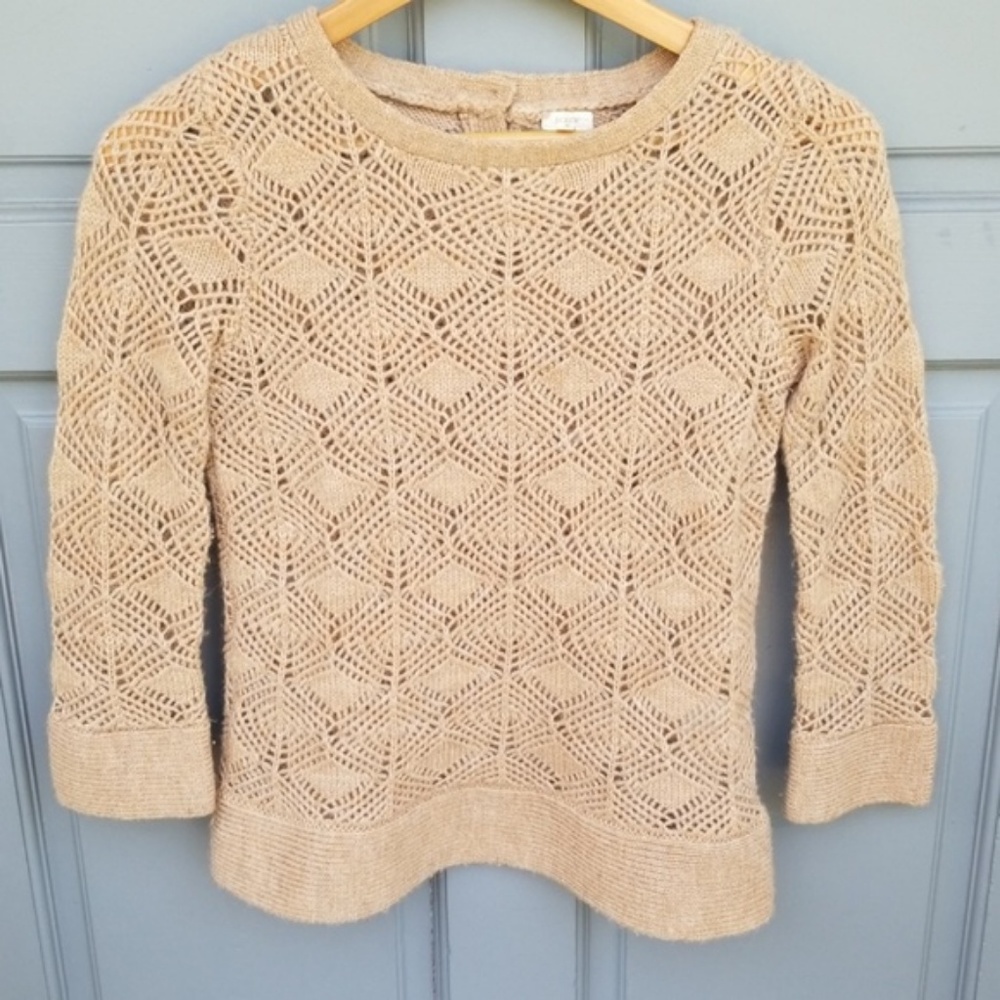 J Crew Wool Crochet Sweater